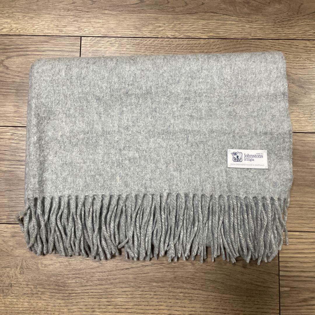 Johnstons of Elgin 大判カシミヤストール ライトグレー