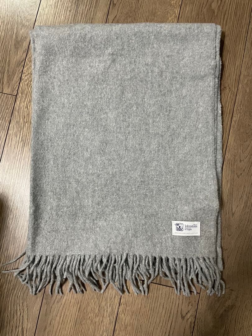 Johnstons of Elgin 大判カシミヤストール ライトグレー