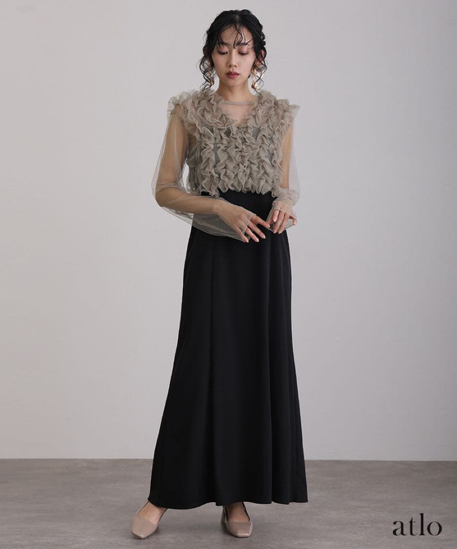 【eri】美品‼️ドレス未使用‼️【atlo】3点セットフリルボレロドレス