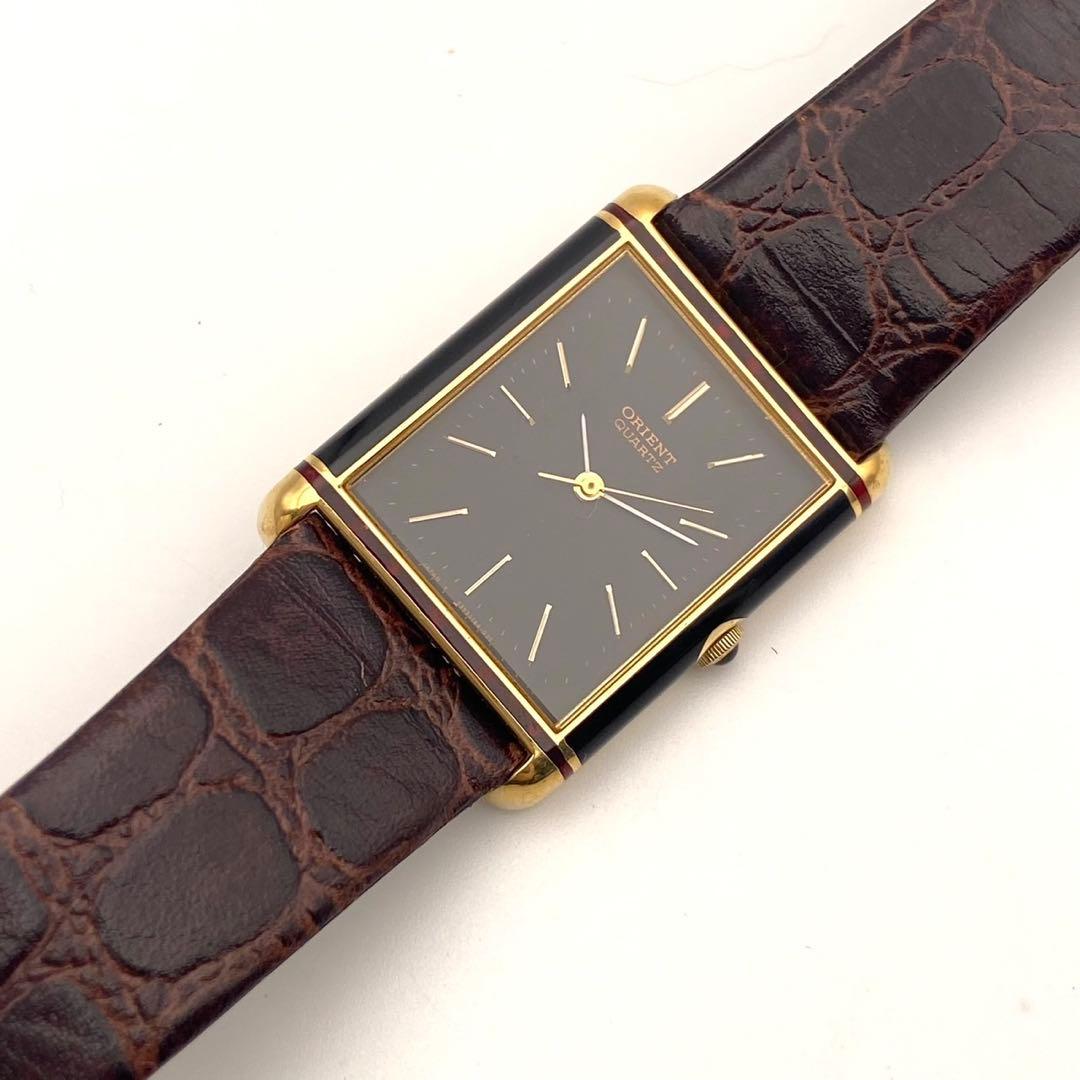 【稼働】ORIENT タンク 腕時計 レクタンギュラー メンズ ゴールド