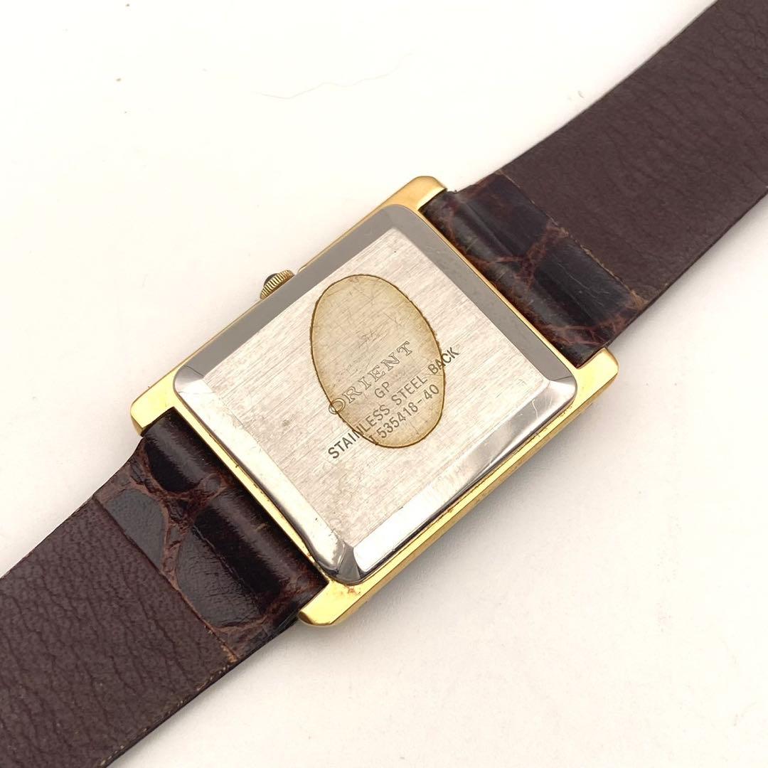 【稼働】ORIENT タンク 腕時計 レクタンギュラー メンズ ゴールド