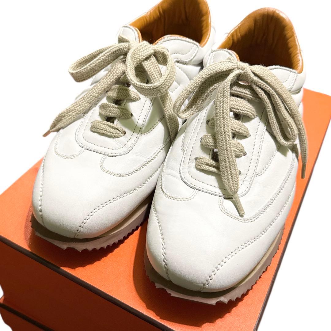 HERMES 36 ほぼ新品　ホワイトレザー スニーカー