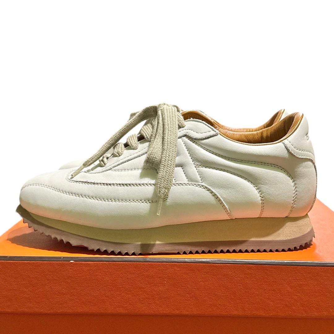 HERMES 36 ほぼ新品　ホワイトレザー スニーカー