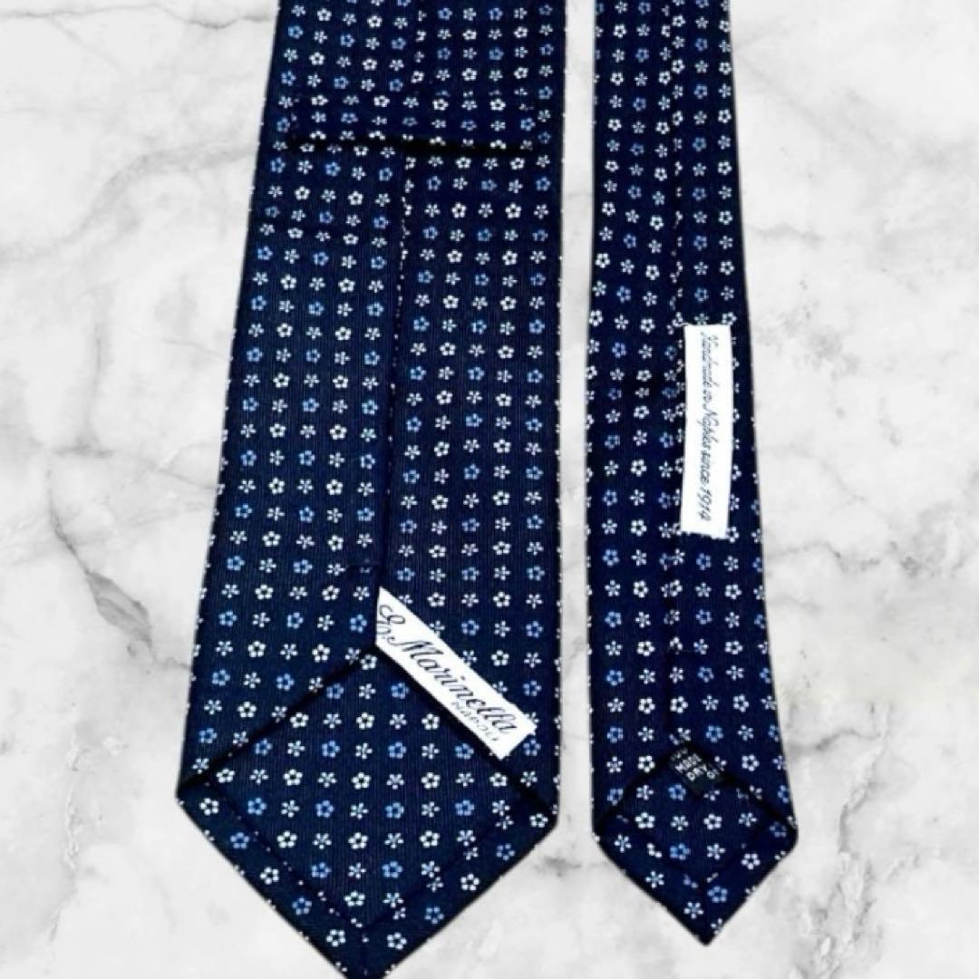 【美品】E. Marinella マリネッラ ネクタイ 小紋柄 ネイビー