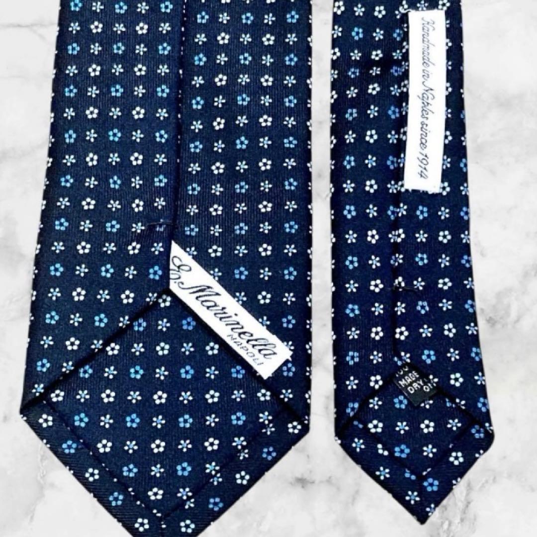【美品】E. Marinella マリネッラ ネクタイ 小紋柄 ネイビー
