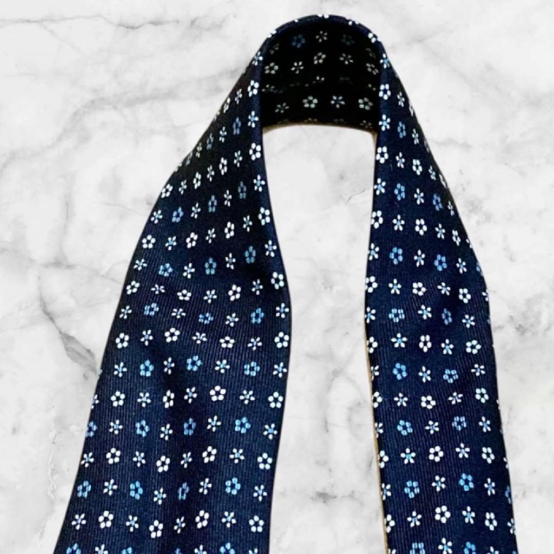 【美品】E. Marinella マリネッラ ネクタイ 小紋柄 ネイビー