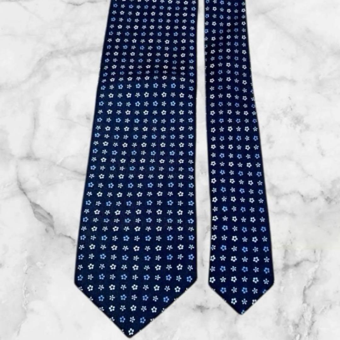 【美品】E. Marinella マリネッラ ネクタイ 小紋柄 ネイビー
