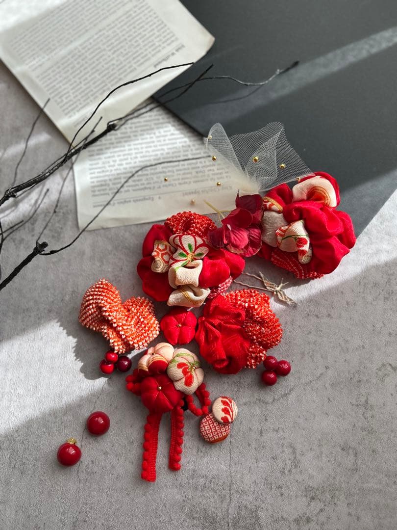 七五三　七五三髪飾り　ヘッドドレス　着物髪飾り　リメイク髪飾り　068