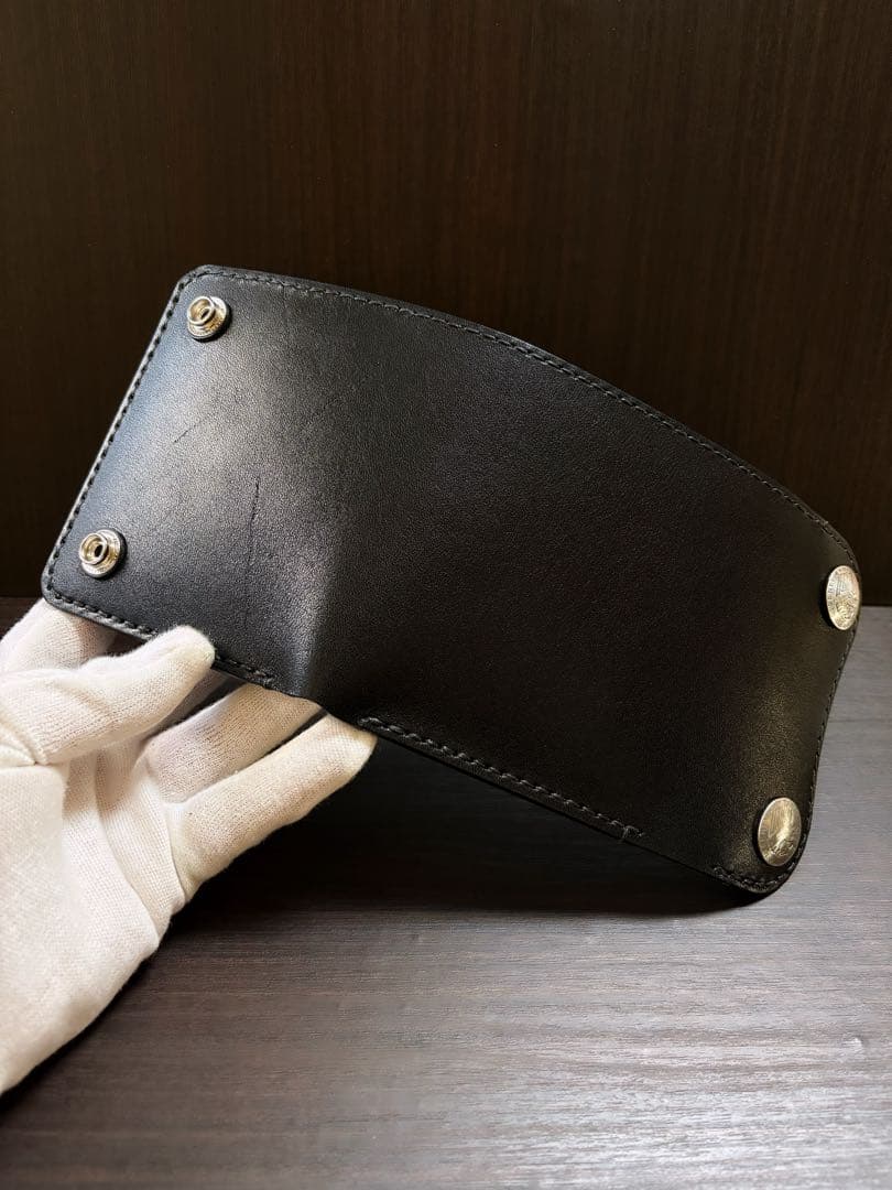牛ヌメ革　ハンドメイド　折り財布（栃木レザー　＆姫路レザー）メンズ　ライダース