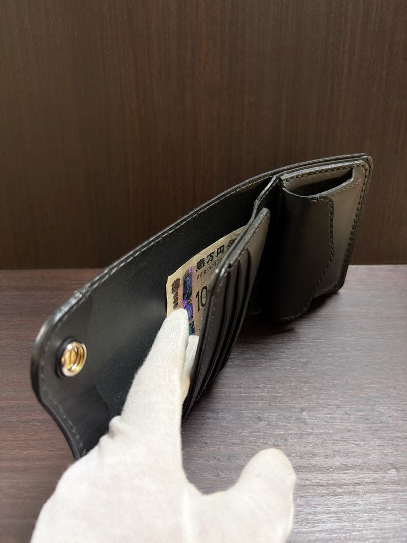 牛ヌメ革　ハンドメイド　折り財布（栃木レザー　＆姫路レザー）メンズ　ライダース
