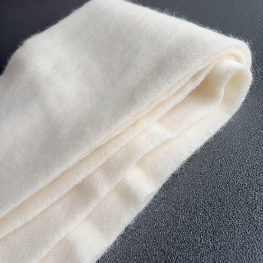 美品　ウィムガゼット　ビッグウールストール　マフラー　大判　ホワイト　フリンジ