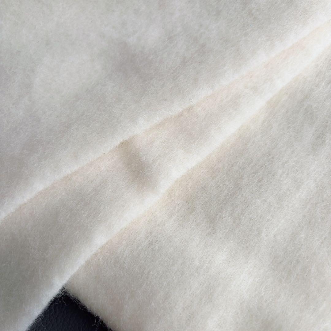 美品　ウィムガゼット　ビッグウールストール　マフラー　大判　ホワイト　フリンジ