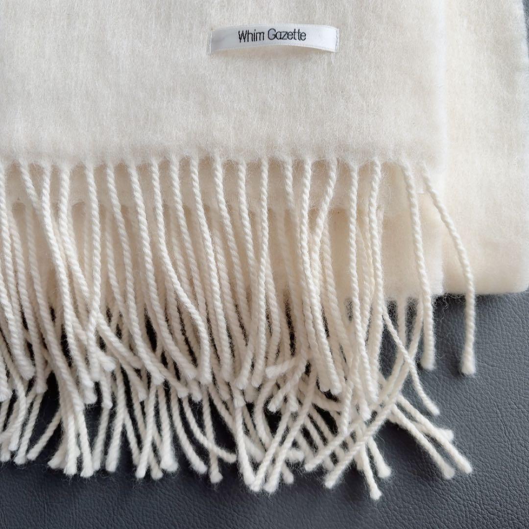 美品　ウィムガゼット　ビッグウールストール　マフラー　大判　ホワイト　フリンジ