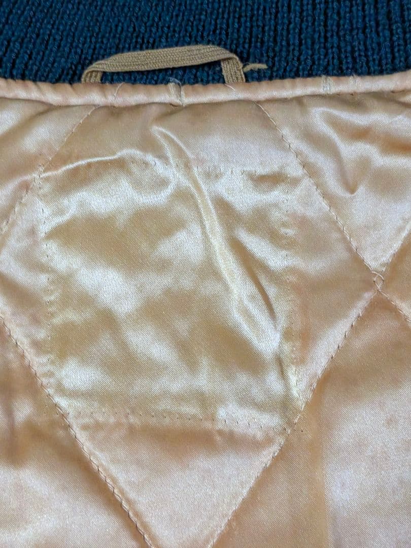 VOX ヴォックス　スタジャン　VOXCREW 袖レザー　M グリーン イエロー