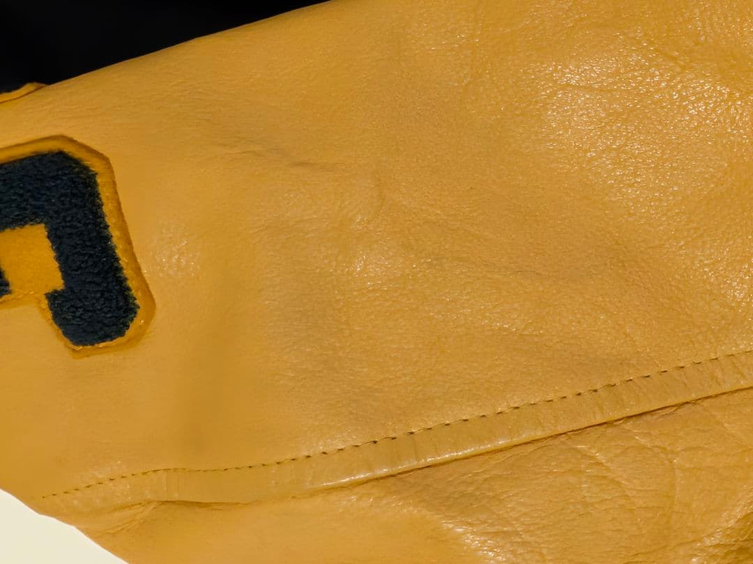 VOX ヴォックス　スタジャン　VOXCREW 袖レザー　M グリーン イエロー