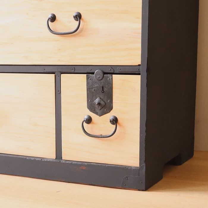 アンティーク 引出し６杯 スギ 無垢材 タンス ハイチェスト 古家具