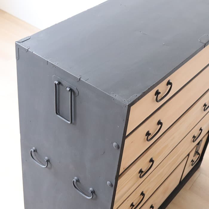 アンティーク 引出し６杯 スギ 無垢材 タンス ハイチェスト 古家具