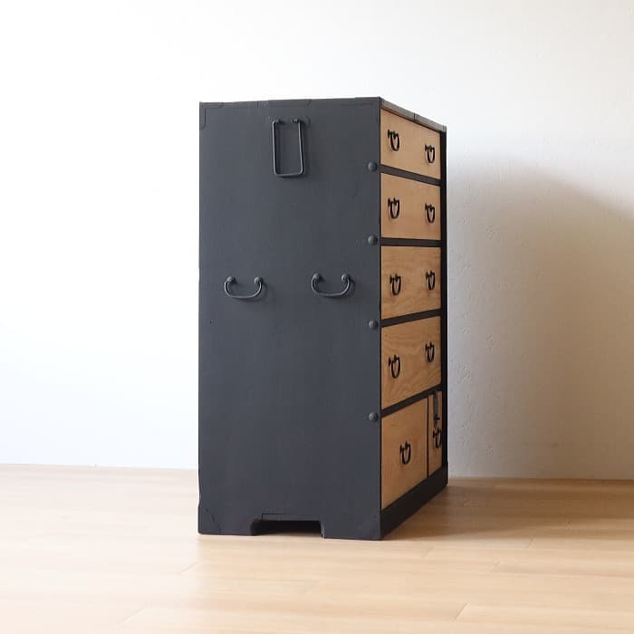 アンティーク 引出し６杯 スギ 無垢材 タンス ハイチェスト 古家具