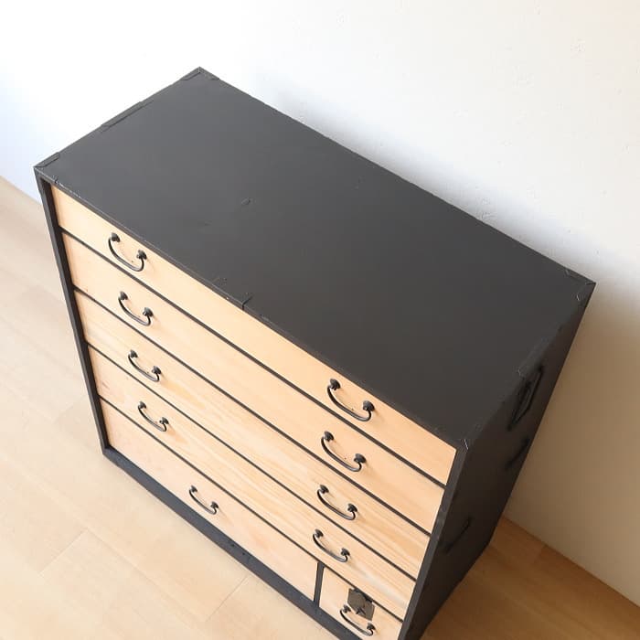 アンティーク 引出し６杯 スギ 無垢材 タンス ハイチェスト 古家具