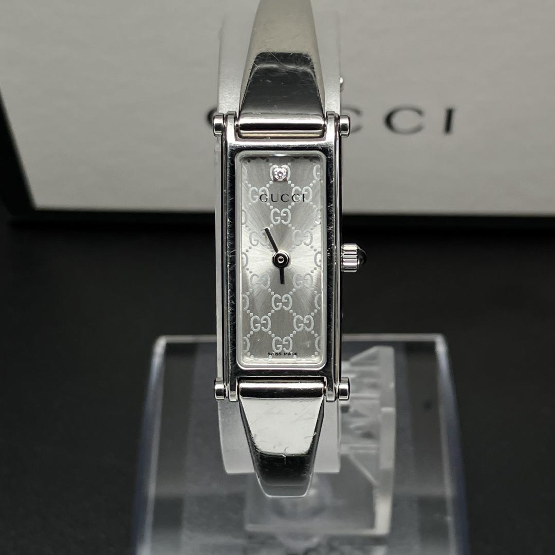 【新品電池/稼働/箱付き】グッチ 1Pダイヤ GG 腕時計 レディース クォーツ