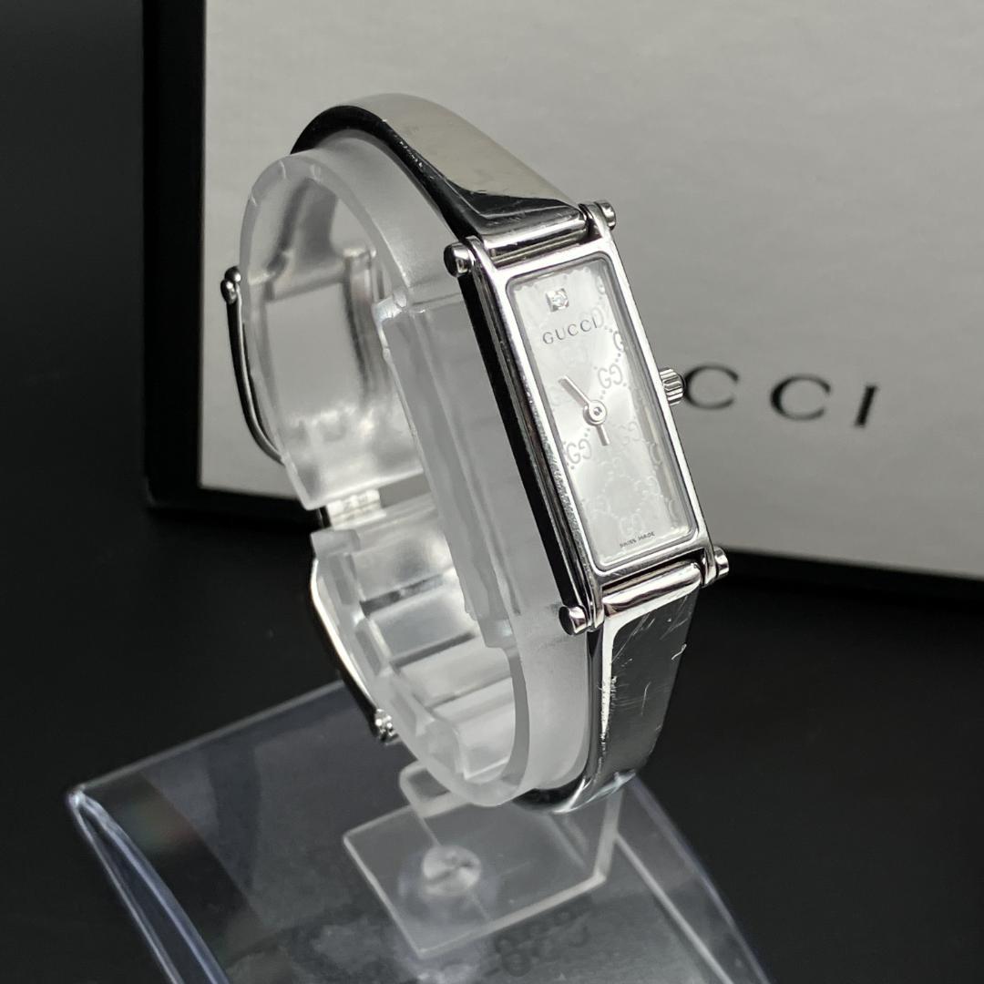 【新品電池/稼働/箱付き】グッチ 1Pダイヤ GG 腕時計 レディース クォーツ