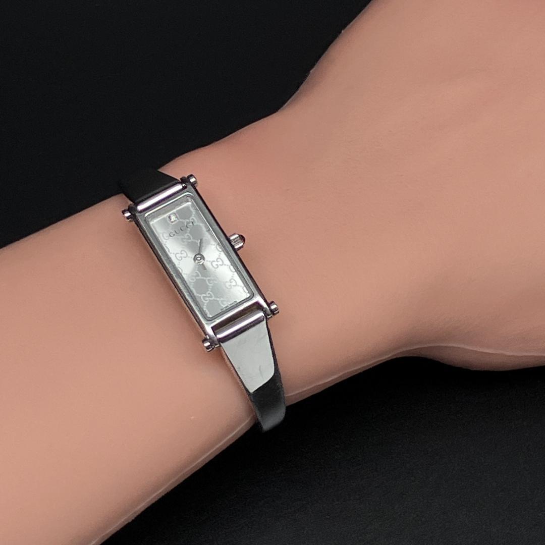 【新品電池/稼働/箱付き】グッチ 1Pダイヤ GG 腕時計 レディース クォーツ