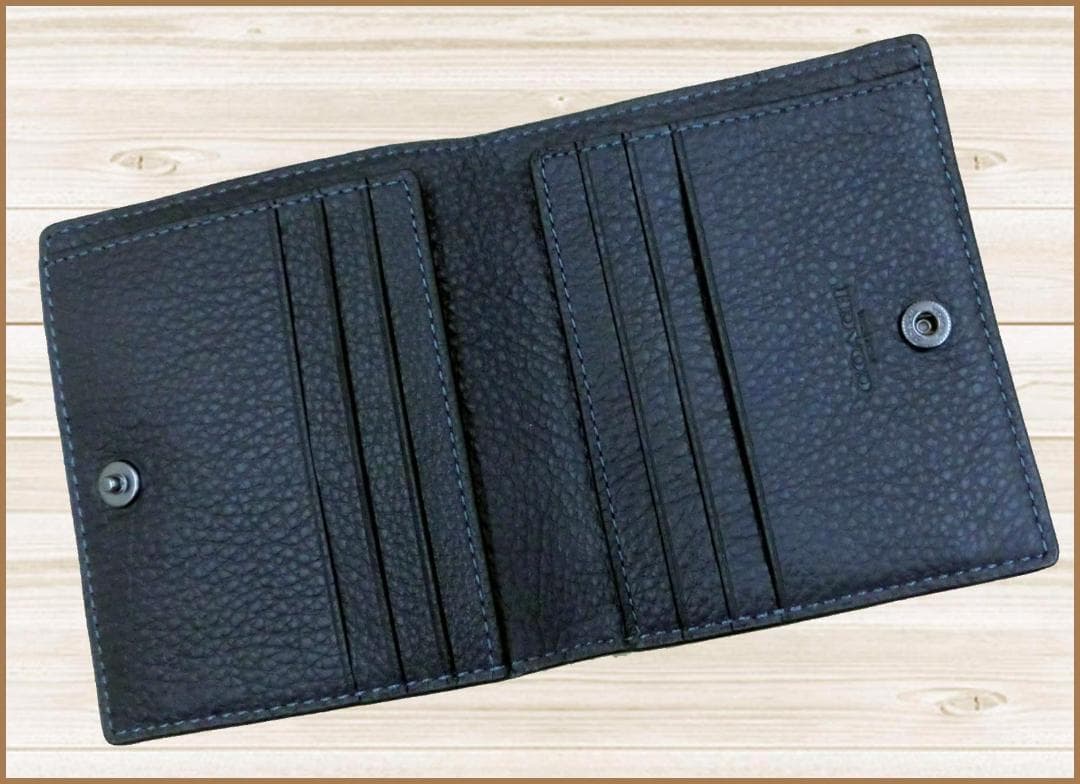 新品コーチCOACH日本限定スナップカードウォレット2つ折り財布ネイビー