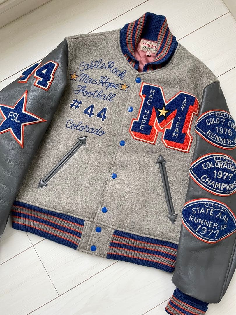 M品番 東洋 スタイルアイズ フルデコ 袖革 スタジャン ビンテージ レタード