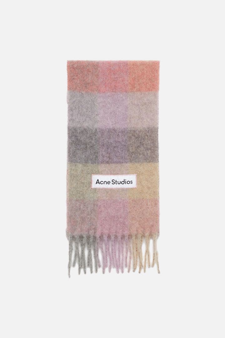 Acne studios モヘアチェックスカーフ ピンク