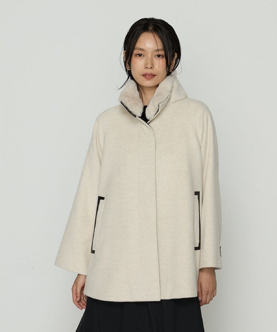 【お値下げ】 コムサプラチナ K.T アンゴラウール ・Aラインショートコート