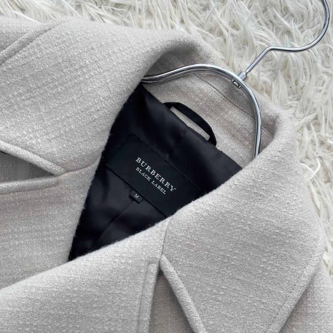 ✨良品✨ バーバリーブラックレーベル ピーコート メルトンウール ロゴ刻印ボタン