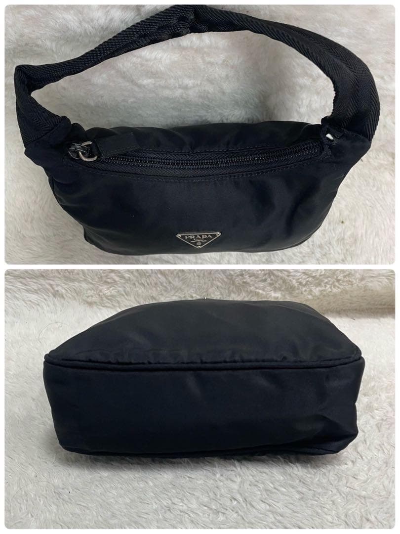 極美品 プラダ アクセサリーポーチ ハンドバッグ 三角ロゴ ナイロン 大容量