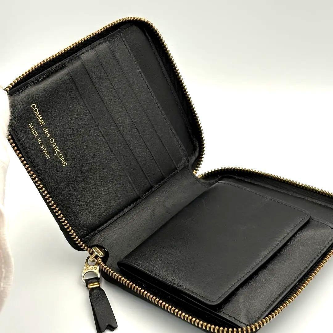 コムデギャルソン ラウンドジップ 二つ折り財布 ブラック