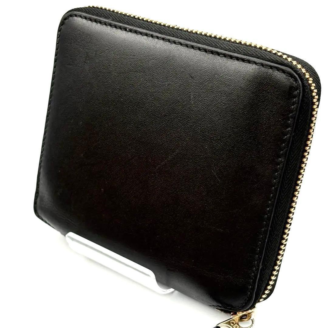 コムデギャルソン ラウンドジップ 二つ折り財布 ブラック