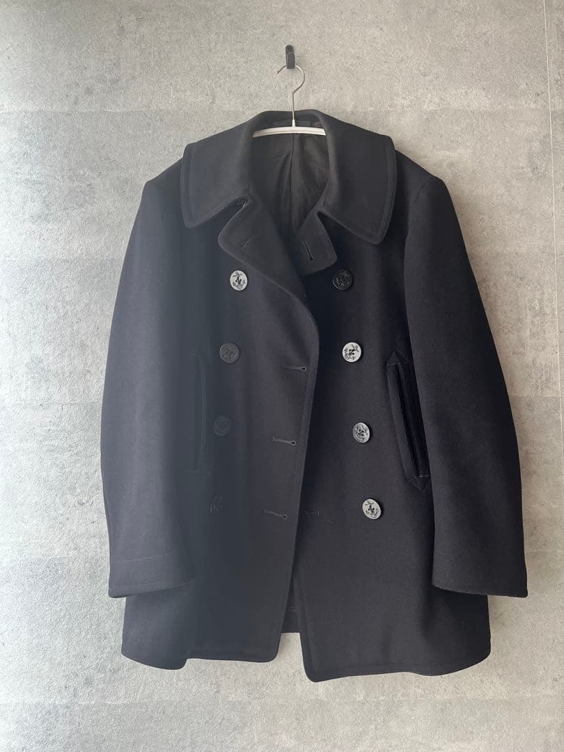 ビンテージ 40s NAVY 10ボタン ピーコートNAVAL ウール　メルトン