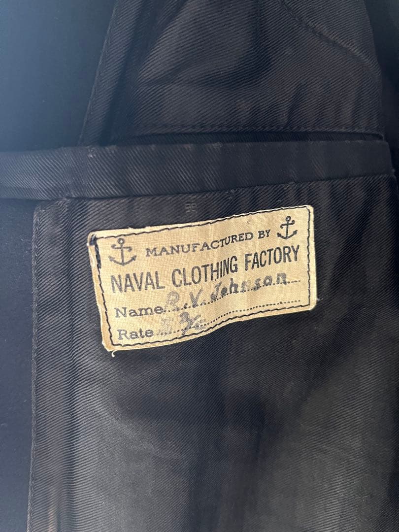 ビンテージ 40s NAVY 10ボタン ピーコートNAVAL ウール　メルトン