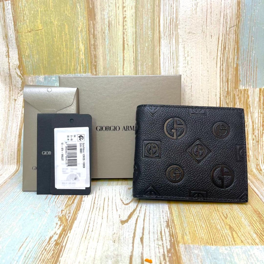 新品★GIORGIO ARMANI ジョルジオ アルマーニ レザー 2つ折財布