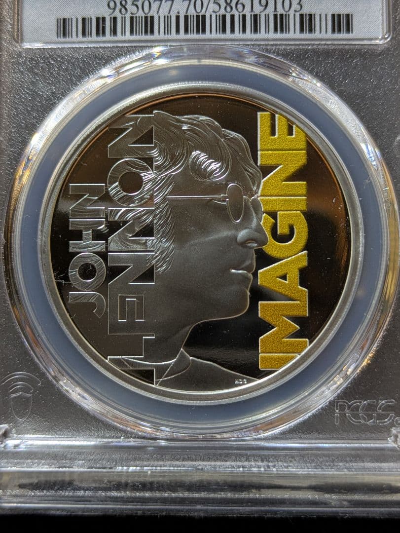 【国内入手困難！】最高鑑定PF70　英国王立造幣局ジョン・レノン　カラー銀貨