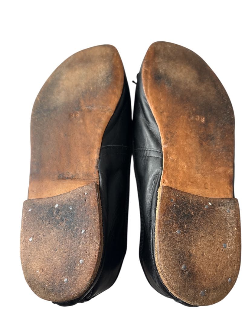 PORSELLI A.P.Cレザーバレエシューズ 黒 24cm 38サイズ