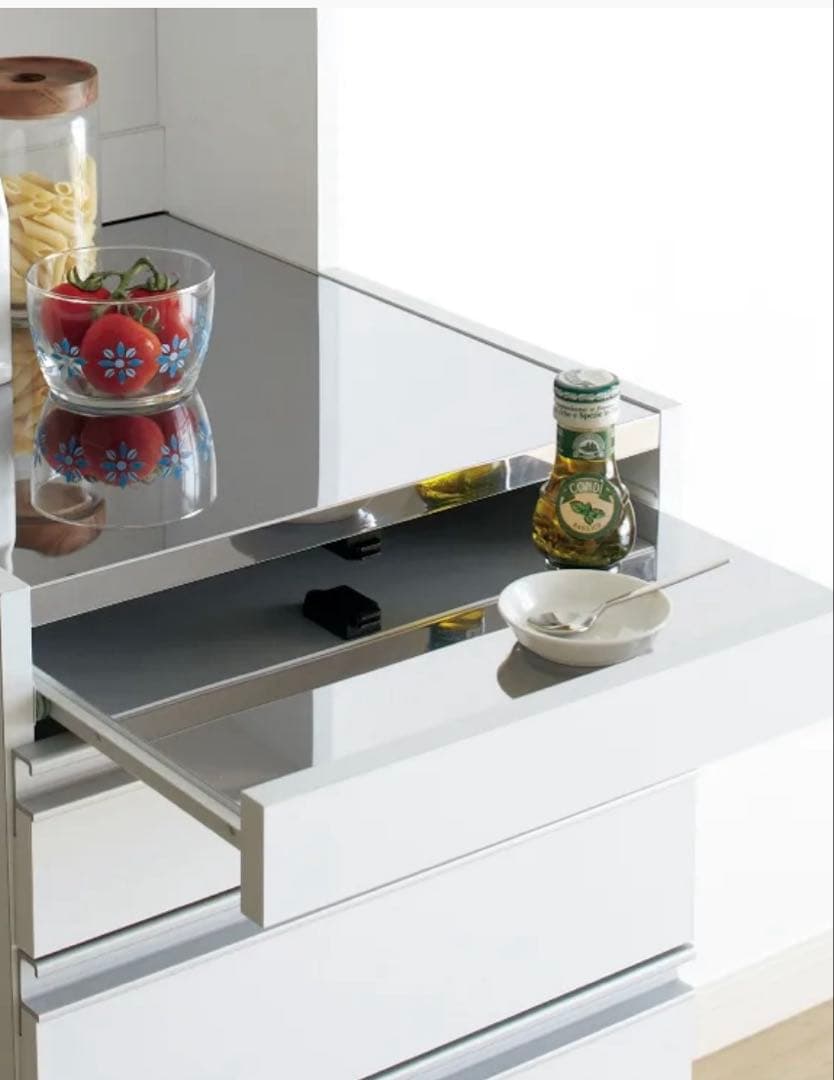 限定お値引き⭐︎ディノス　幅45スライドテーブル付きステンレス隙間収納庫 日本製