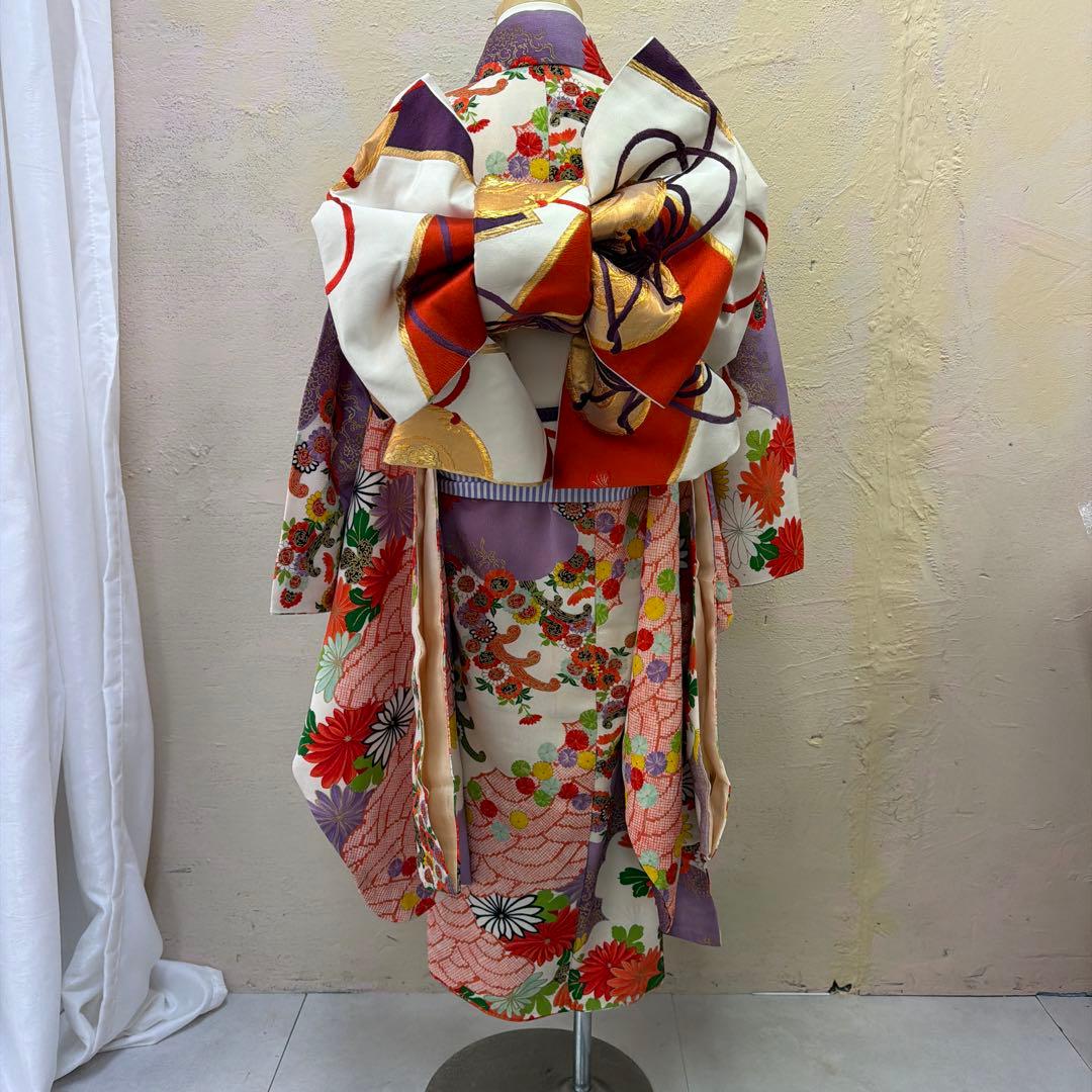 No.k004七五三 7歳 着物 フルセット レトロ柄