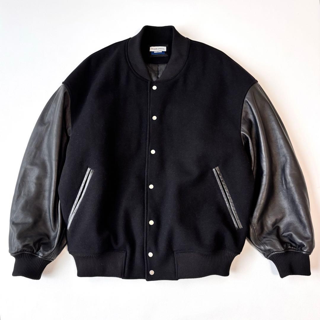 メゾンスペシャル シープレザープライムオーバースタジアムジャケット