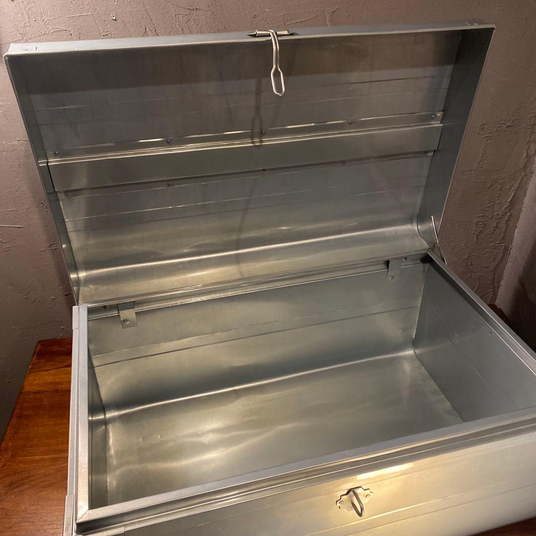 ブリキのトランクケース ヴィンテージ インテリア 収納 キャンプ L