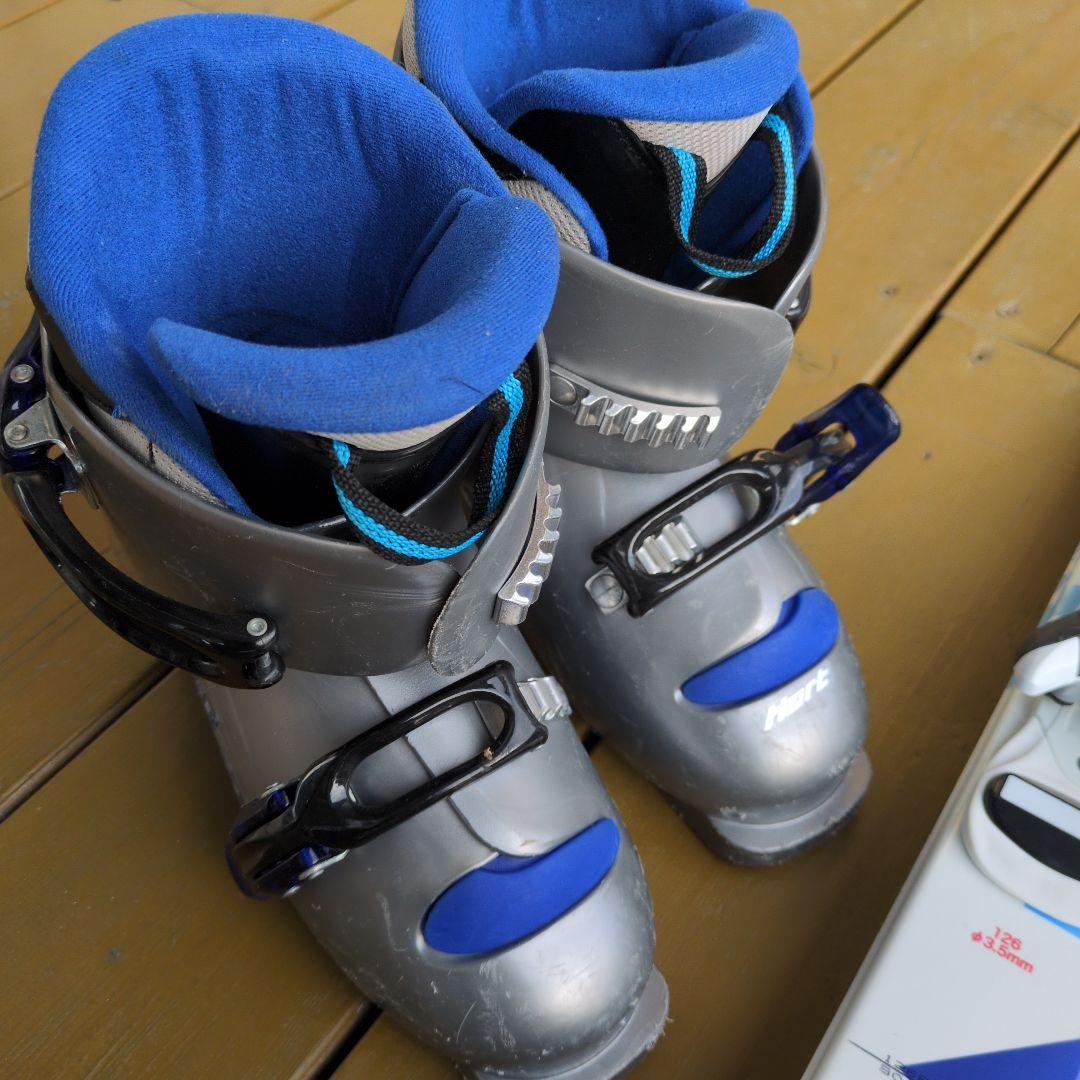 【中古】 KAZAMA スキー板126cm・ストック・ブーツセット　袋おまけ付き