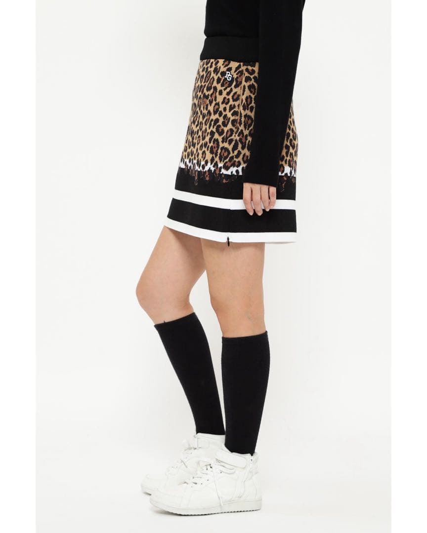 【新品・未使用】パーリゲーツ レオパード×ボーダー　ニットスカート