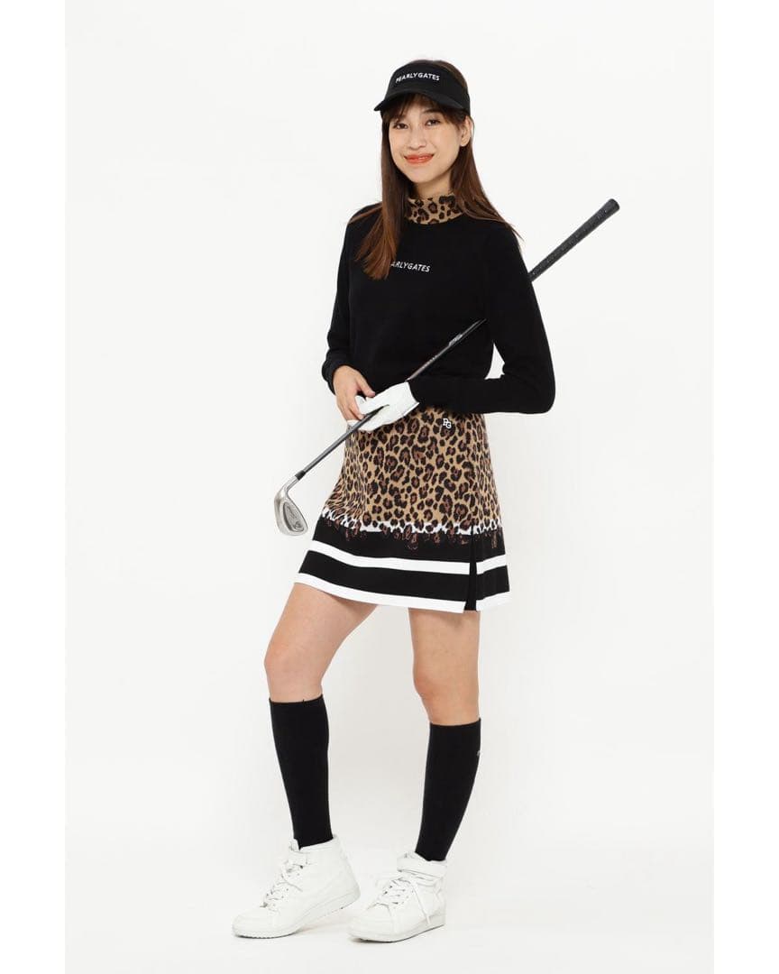 【新品・未使用】パーリゲーツ レオパード×ボーダー　ニットスカート