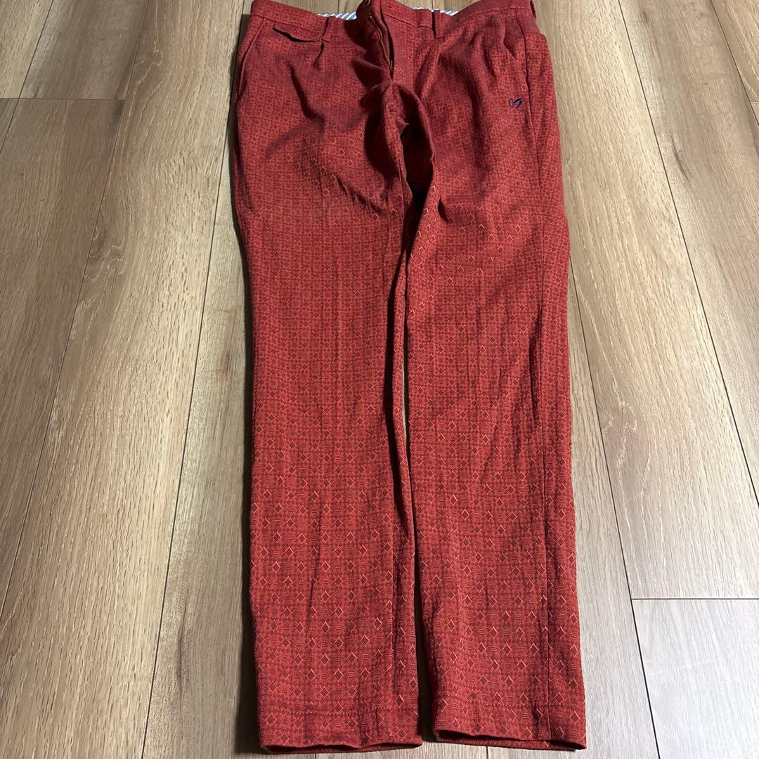 マスターバニー 幾何学模様 赤 メンズパンツ