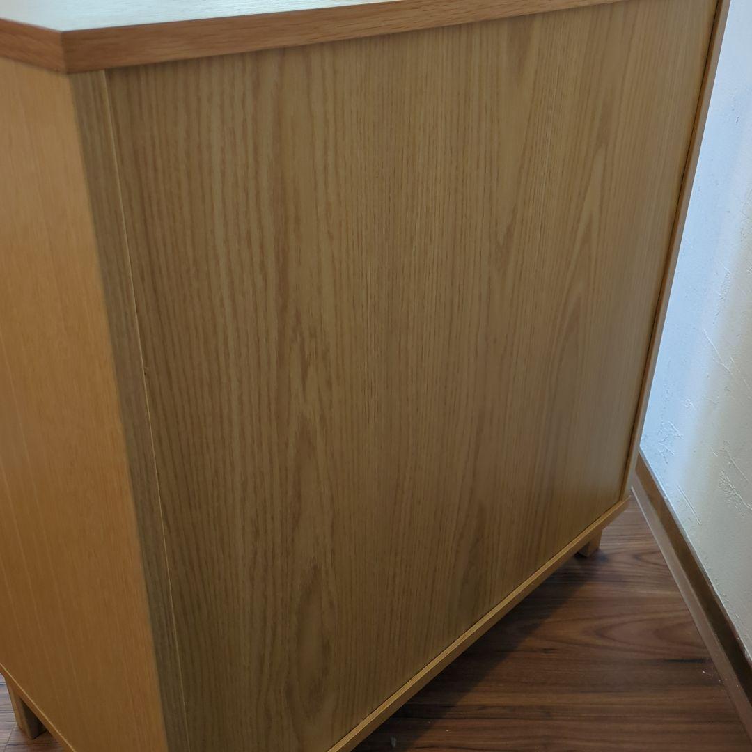 無印良品　オーク材キャビネット・ガラス扉（引戸）