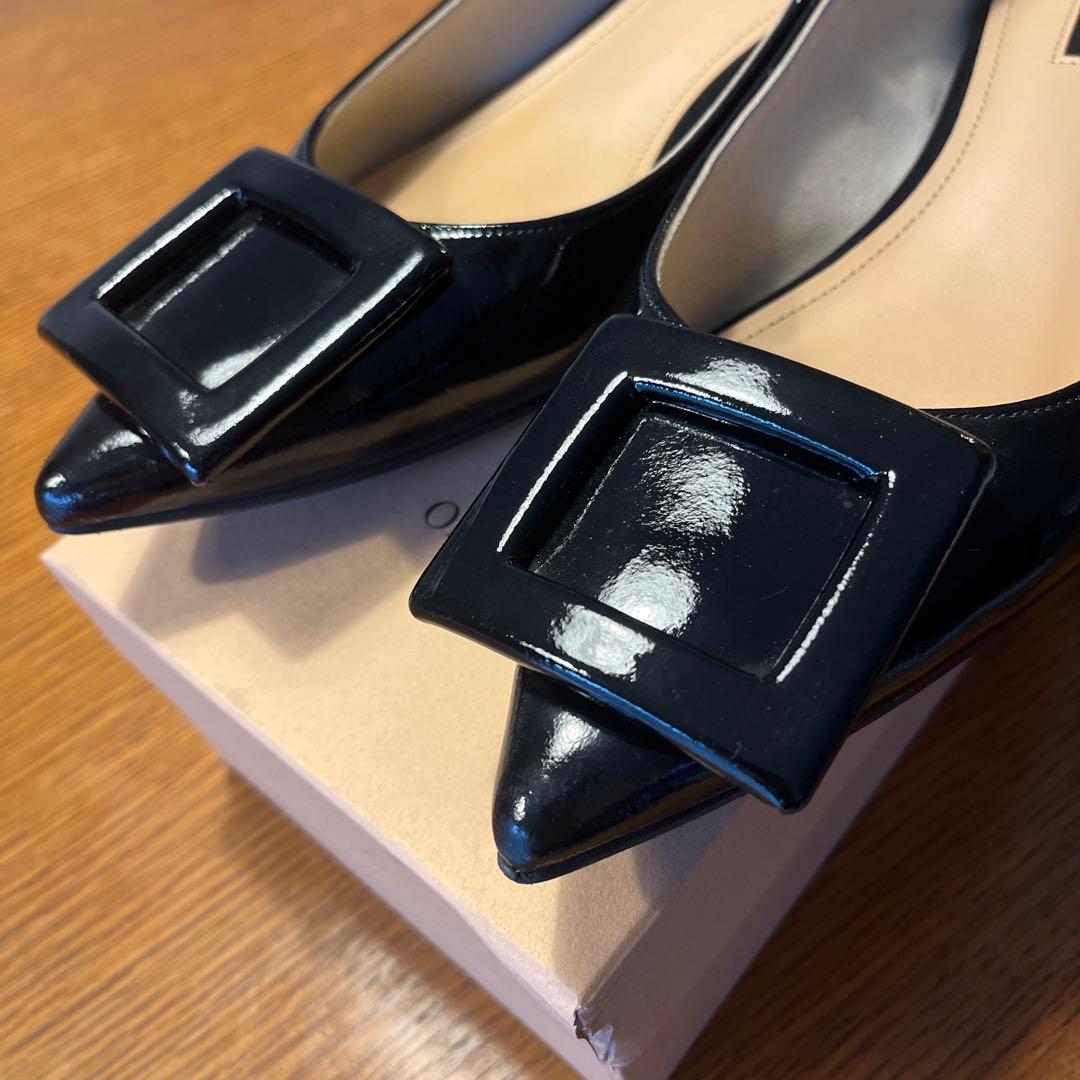 OHGA ブラック フラットシューズ 25