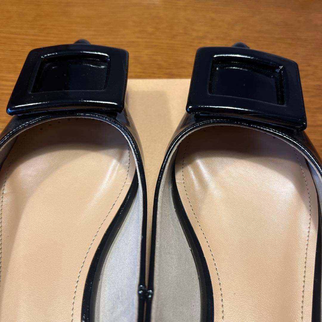 OHGA ブラック フラットシューズ 25